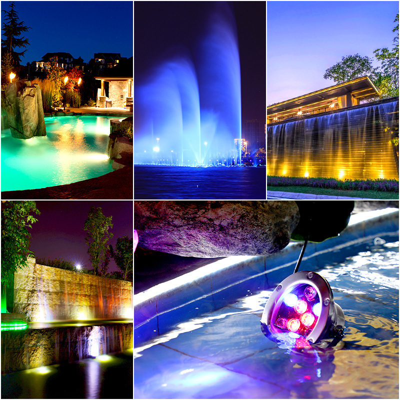 led waterproof stainless steel underwater lamp round colorful underwater lamps fountain landscape pool lamp