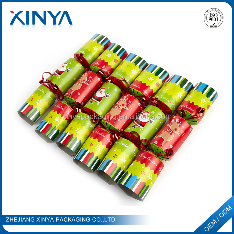 XINYA Promotional Gift Custom Paper Christmas Cracker Decorations Happy Party Cracker