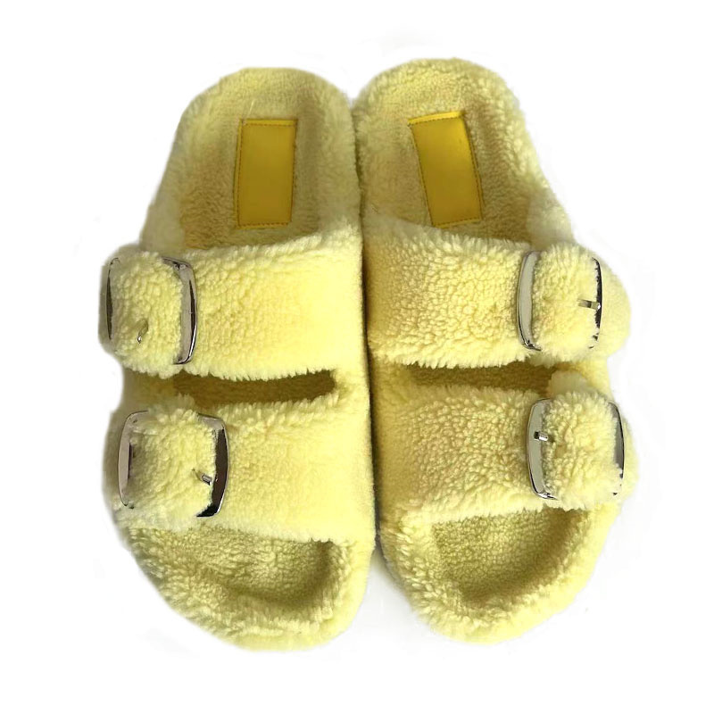 2023 Slipper Slides Designer Women's Ladies Fluffy Faux Fur Slipper Sheep Fur Fashion for Women Flat Plush Rubber Wool Slippers