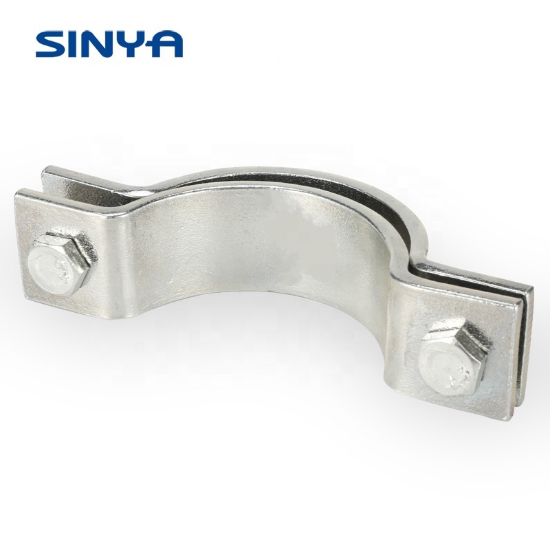 Stainless Steel Two Piece Pipe Clamps Hydraulic Twin-Screw Tube Clamp Connectors Industrial Pipe Support 1'' Standard