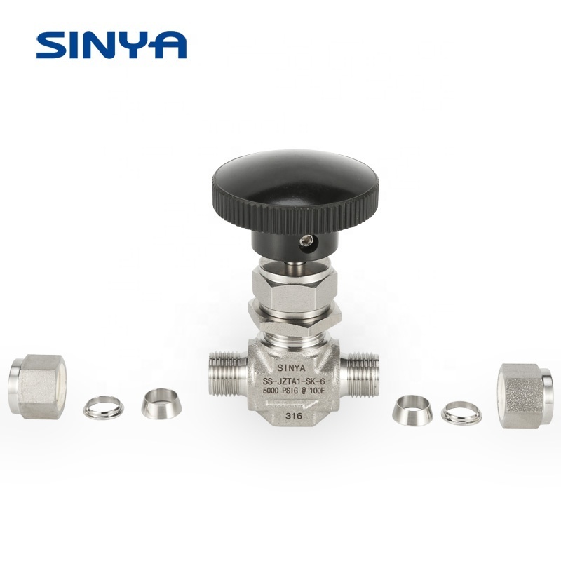 Stainless steel 316  6000 Psi 1/4 3/8 1/2 inch Flow Control Instrumentation Straight Ferrule Compression Ends Needle Valve