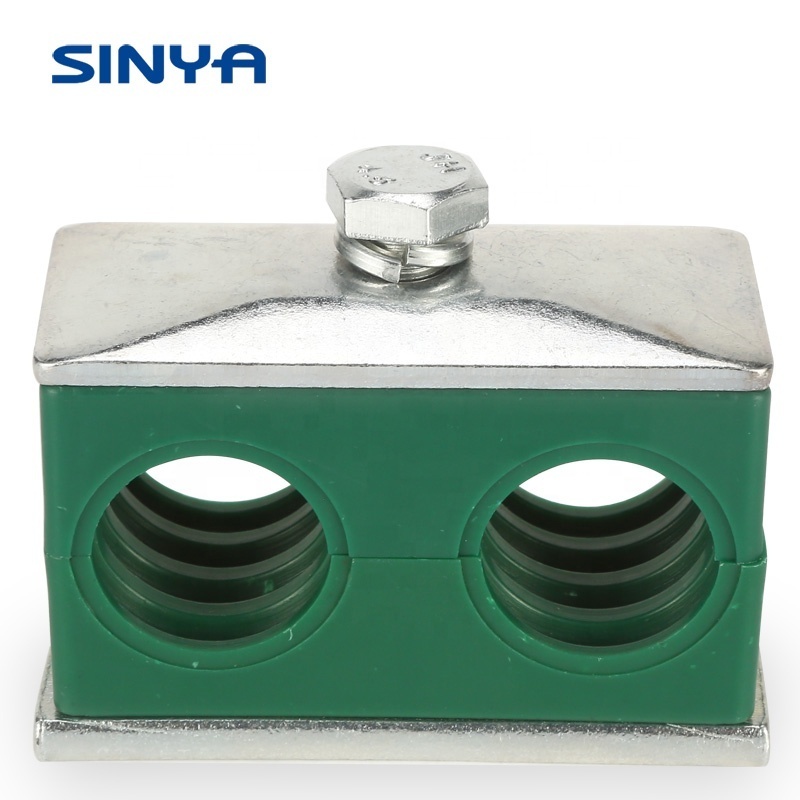 Green Twin Clamps for Pipe Fitting  Double Hole Tube Clamps DIN 3015 Light Heavy Hydraulic Hose  Clamp Stainless Steel