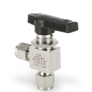 Instrument  1/4" OD 6000psi Compression Tube 2 Way Double Ferrule Fitting Ball Valves Stainless Steel Mini Angle Ball Valve