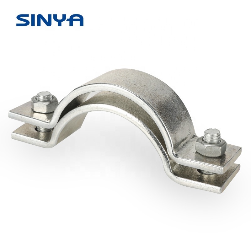 Stainless Steel Two Piece Pipe Clamps Hydraulic Twin-Screw Tube Clamp Connectors Industrial Pipe Support 1'' Standard