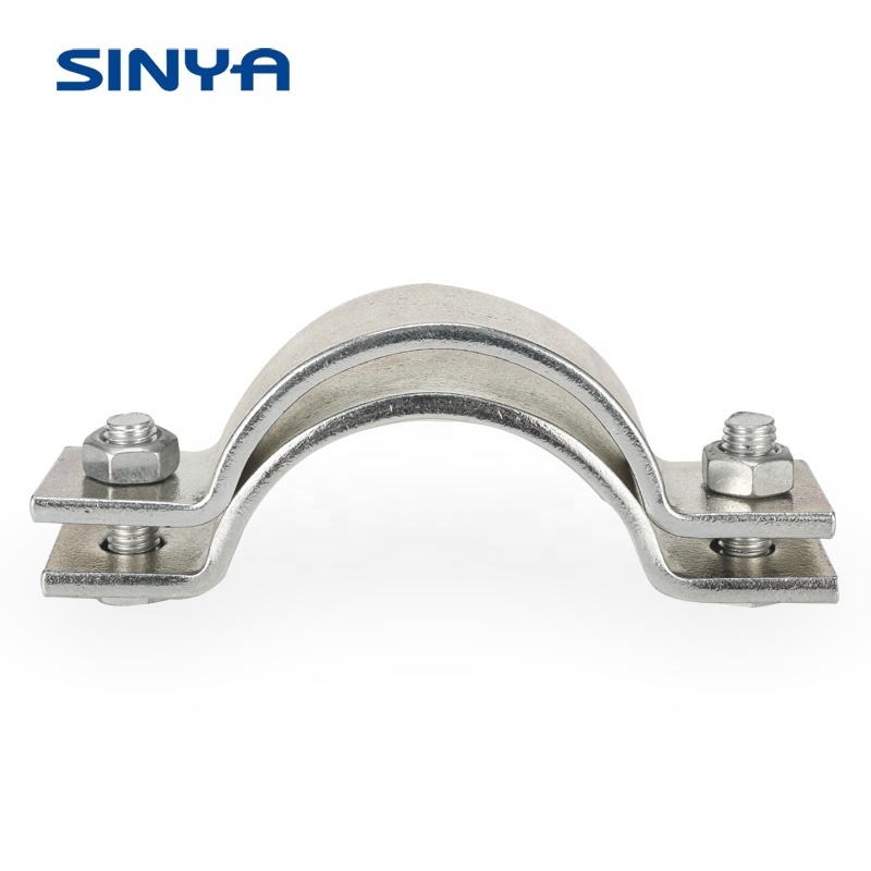 Stainless Steel Two Piece Pipe Clamps Hydraulic Twin-Screw Tube Clamp Connectors Industrial Pipe Support 1'' Standard