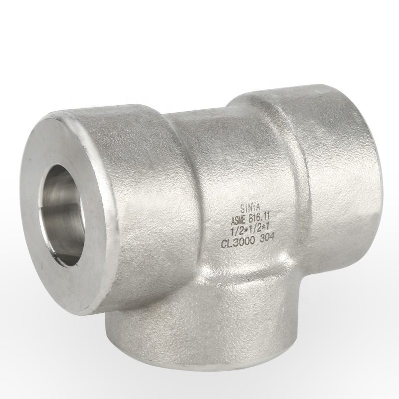 Pipe & Tubes Threaded Stainless Steel Alloy Elbow Fitting 316L SS 1 in.  304L  ASME B16.11 Forged Socket Weld Equal Tee