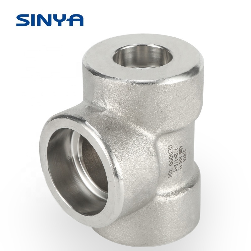 Pipe & Tubes Threaded Stainless Steel Alloy Elbow Fitting 316L SS 1 in.  304L  ASME B16.11 Forged Socket Weld Equal Tee