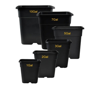 Ronbo  Black Square 1 2 3 5 7 10 Gallon Planting Plastic Nursery Plant Pots