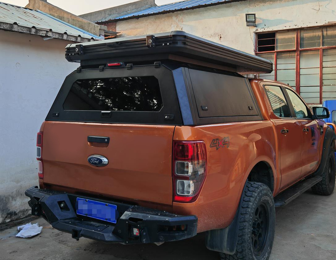 With Roof Top Tent Steel Dual Cab 4x4 Pick Up Pickup Truck Bed Canopy Topper for Ford Ranger T6 T7 Toyota Hilux Np300 Dmax