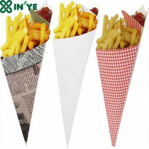 Biodegradable Takeaway Paper Potato Chip Crepe Waffle Churros Holder with Sauce