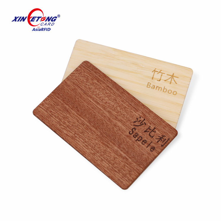 Pre-printed RFID Wooden 13.56MHz TAG215 Bamboo NFC Business Card