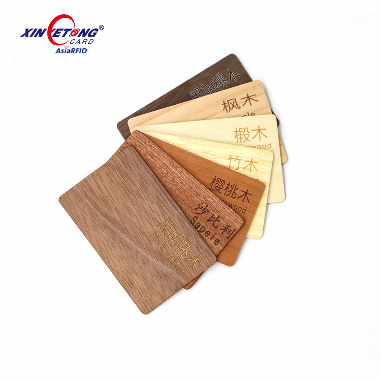 Pre-printed RFID Wooden 13.56MHz TAG215 Bamboo NFC Business Card