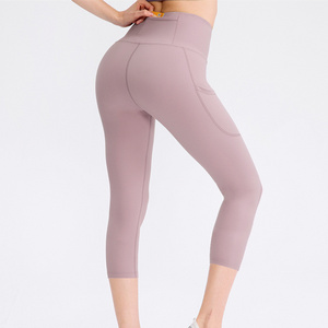 Nude Feeling Skin Friendly Yoga Seven Point Pants Women's Elastic Tight Buttock Lifting Fitness Pants Running Sports Pants