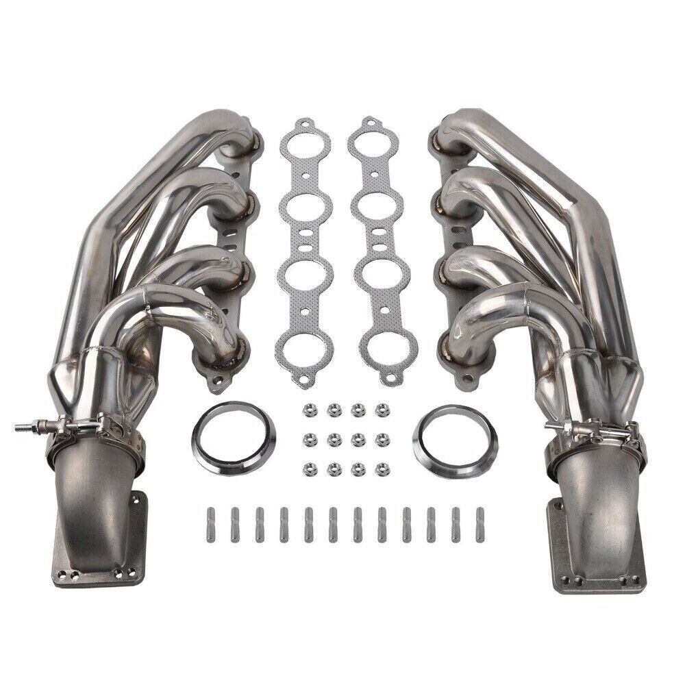 Exhaust Manifold Gasket Kit Stainless Steel Exhaust Headers for LS1 LS6 LSX GM V8+Elbows T3 T4 to 3.0