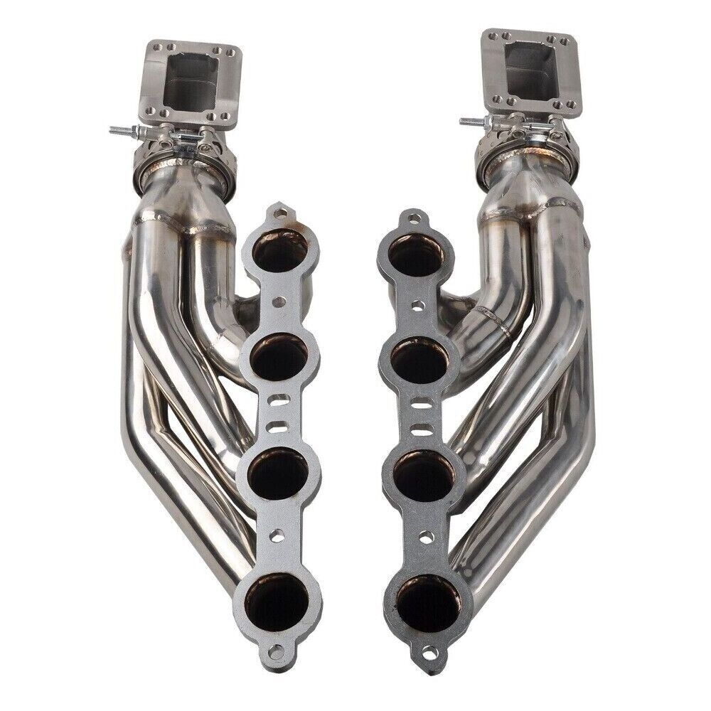 Exhaust Manifold Gasket Kit Stainless Steel Exhaust Headers for LS1 LS6 LSX GM V8+Elbows T3 T4 to 3.0