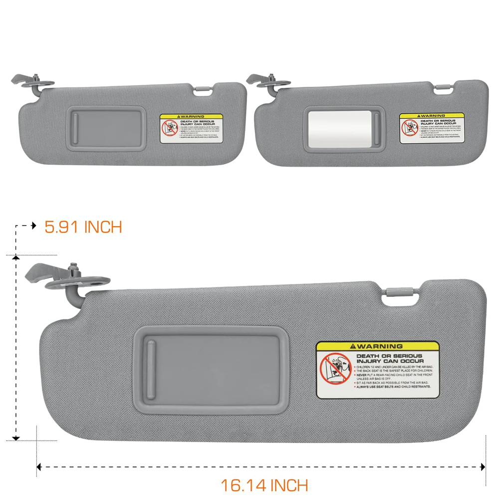 Sun Visor 852203X000 852103X000 left driver passenger side with vanity mirror Sun Visor for 2011-2016 Hyundai Elantra MD