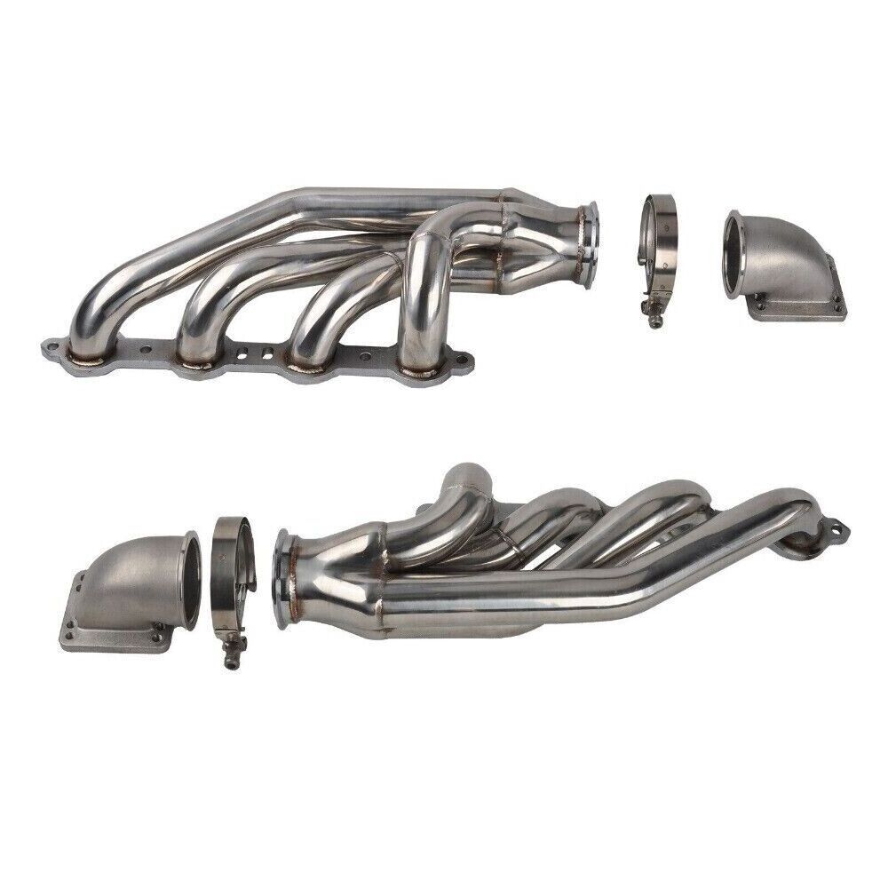 Exhaust Manifold Gasket Kit Stainless Steel Exhaust Headers for LS1 LS6 LSX GM V8+Elbows T3 T4 to 3.0