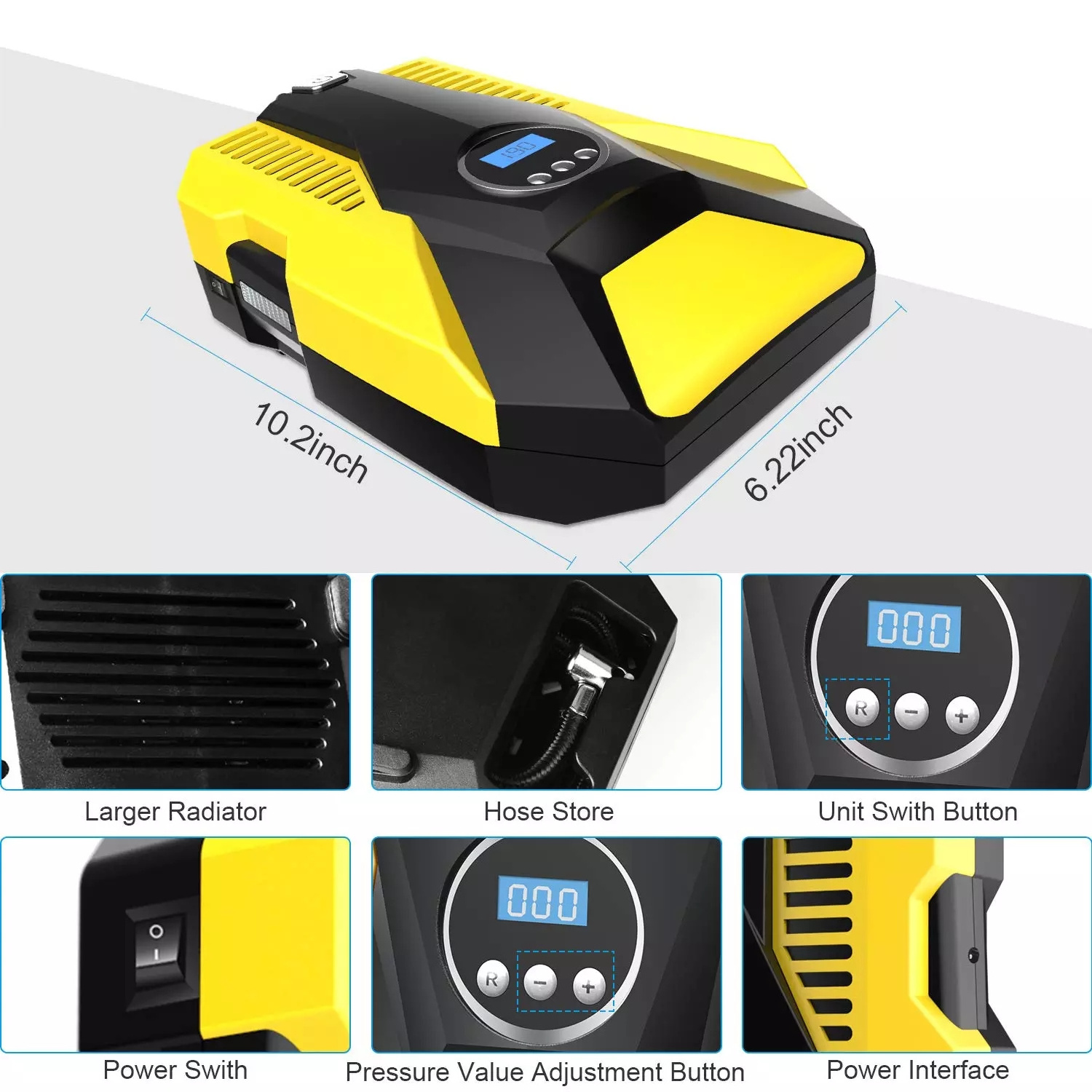 Mini Wired digital auto stop 12V DC portable car air pump compressor inflators bicycle motorcycle car tyre inflator