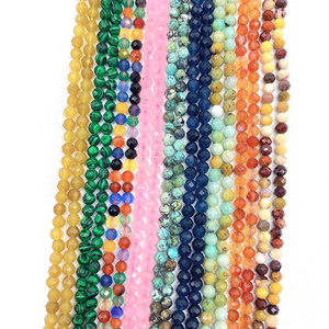 Wholesale Gemstone Loose Beads Rose Quartz Jade Turquoise Malachite Rainbow Agate Natural Faceted Stone Beads For Jewelry Making