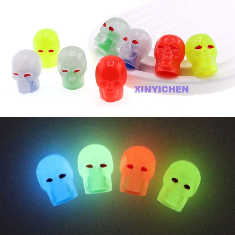 Universal fluorescent car tire valve caps glow-in-the -dark skull tire valve cap luminous tire valve cap