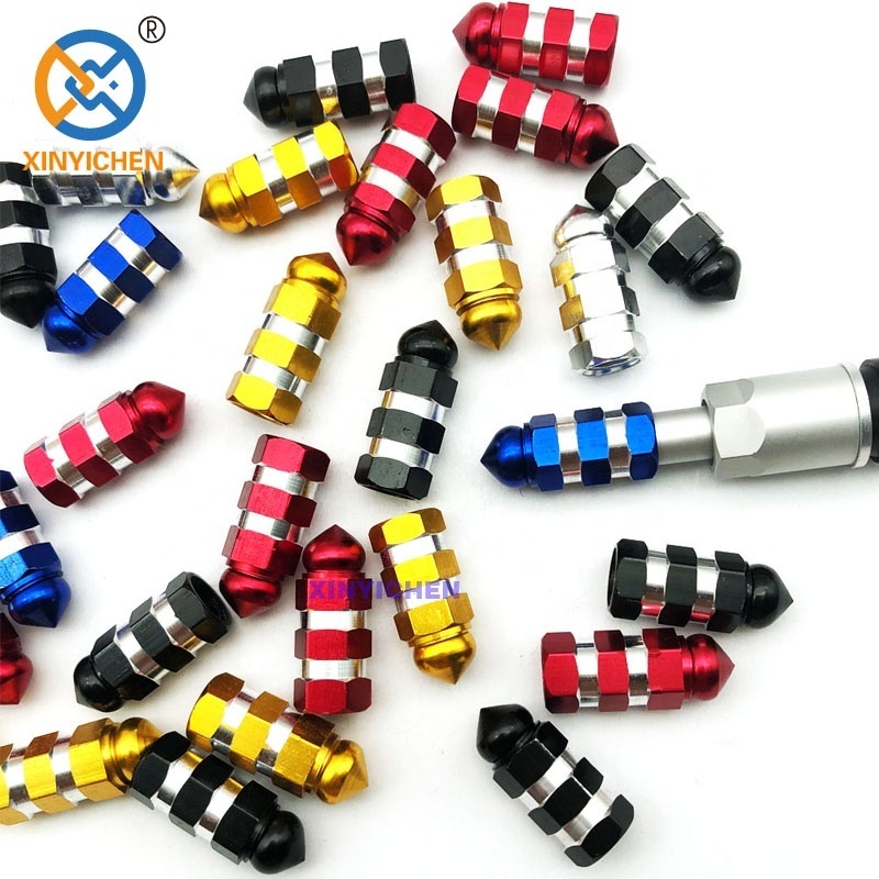 Colorful metal bullet casing wheel dust covers Black Bullet shell Tire Valve stem Cap