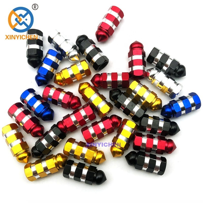 Colorful metal bullet casing wheel dust covers Black Bullet shell Tire Valve stem Cap