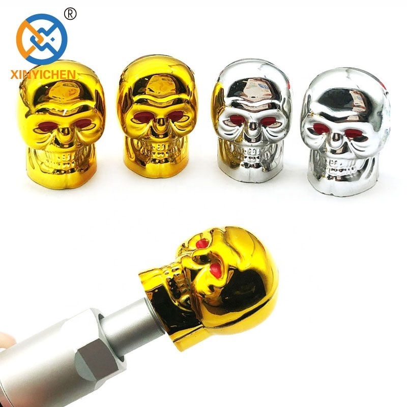 Hot Rod ATV silver Chrome Skull Copper Motorcycle Bike Car Tires Valve Stem Caps skull