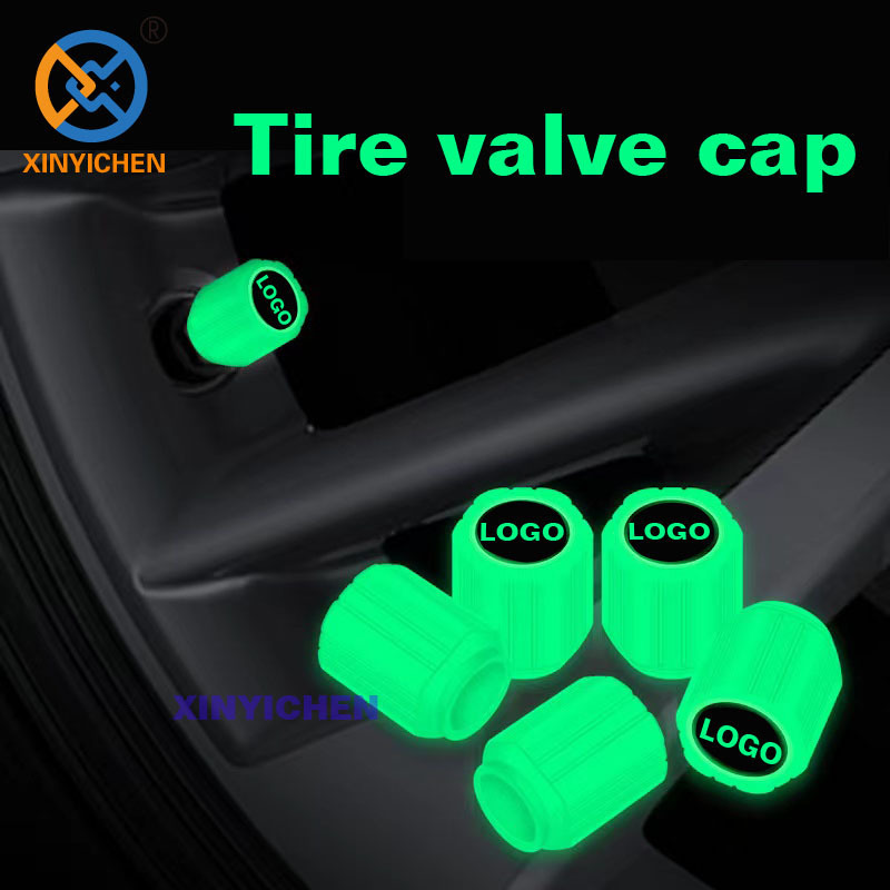 Universal Custom LOGO Glow in Dark Tyre Stem Air Cover Auto Iuminious ABS Dust-proof Decorative Car Tire Cap