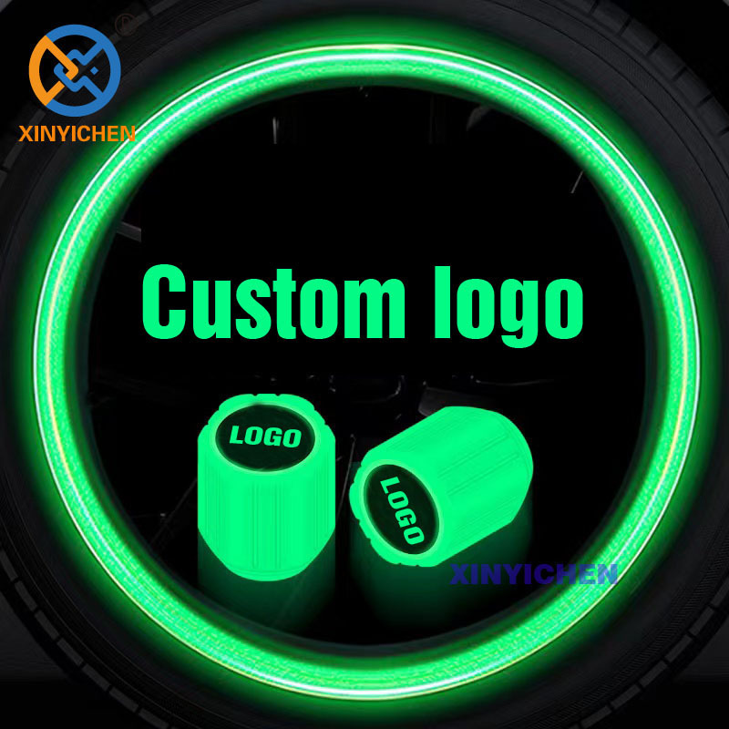 Universal Custom LOGO Glow in Dark Tyre Stem Air Cover Auto Iuminious ABS Dust-proof Decorative Car Tire Cap