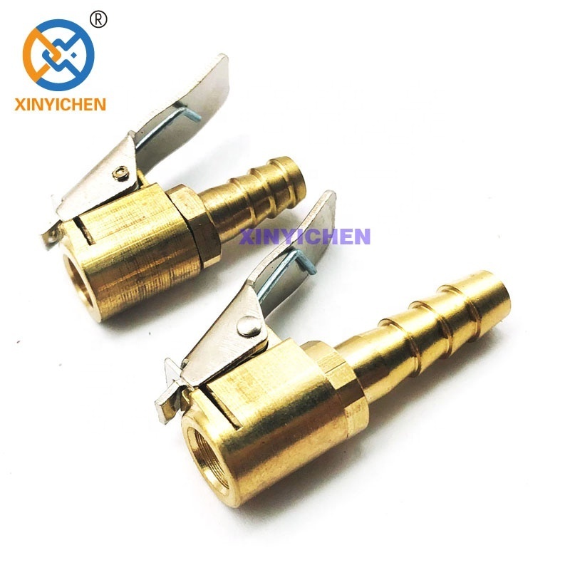 6mm 8mm tire valve inflation brass air chuck with clip, tire chuck hose end with for hose repair