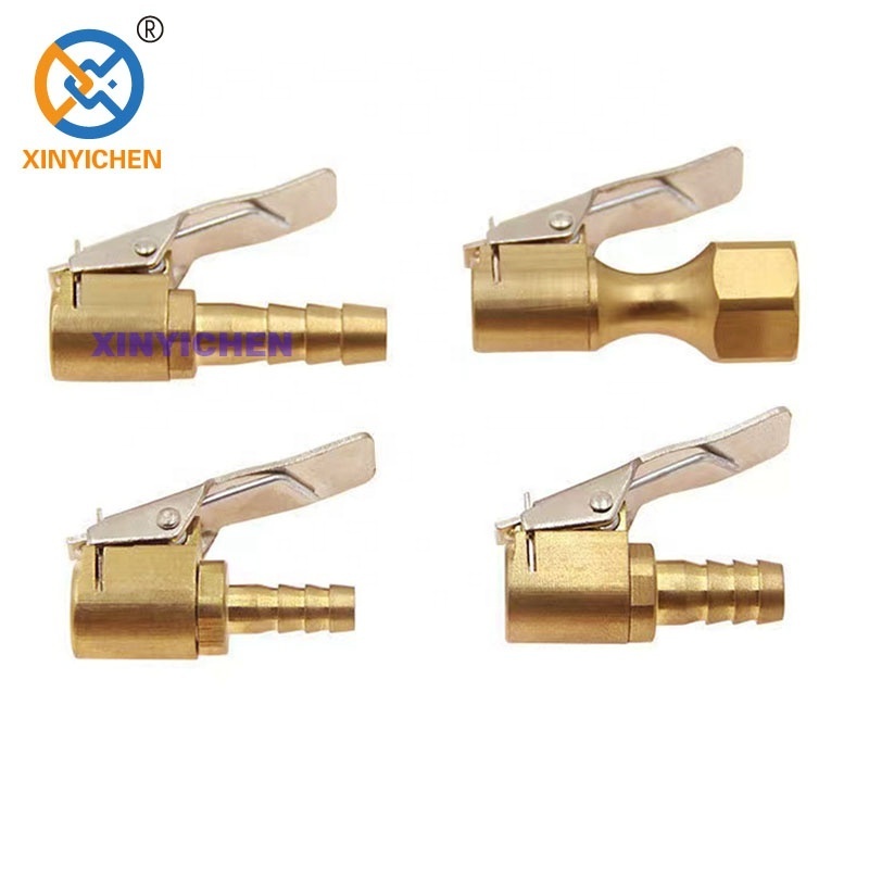 6mm 8mm tire valve inflation brass air chuck with clip, tire chuck hose end with for hose repair