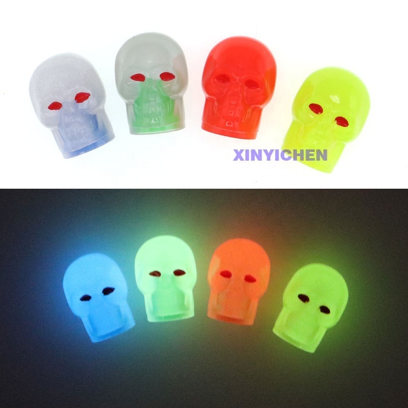 Universal fluorescent car tire valve caps glow-in-the -dark skull tire valve cap luminous tire valve cap