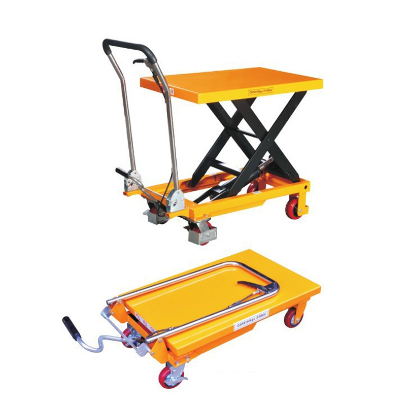 500kg 800kg manual stacker fixed small scissor platform manual hydraulic lift table cart truck