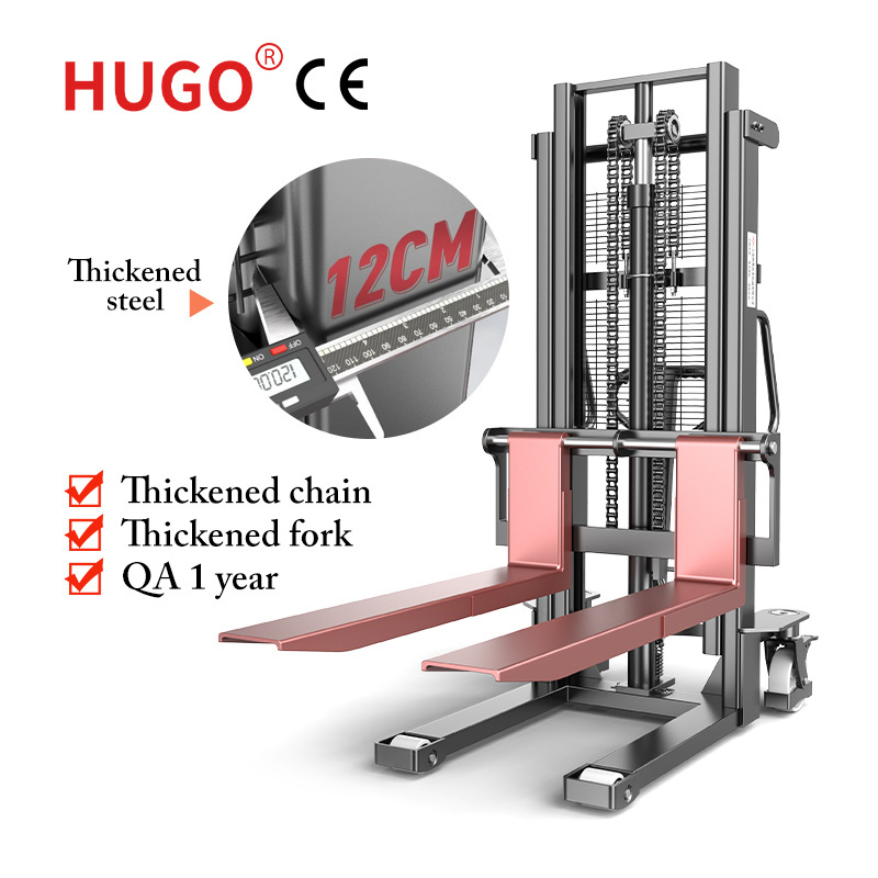 shipping container lifting 3.5 m 1 ton manual pallet stacker lifter forklift 500kg hand stacker