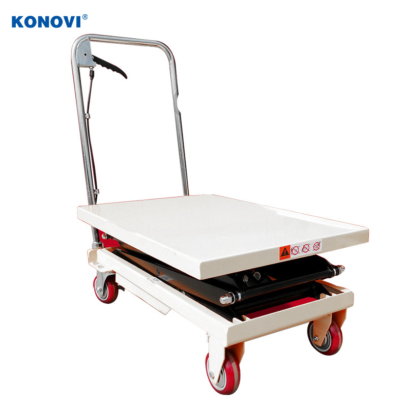 500kg 800kg manual stacker fixed small scissor platform manual hydraulic lift table cart truck