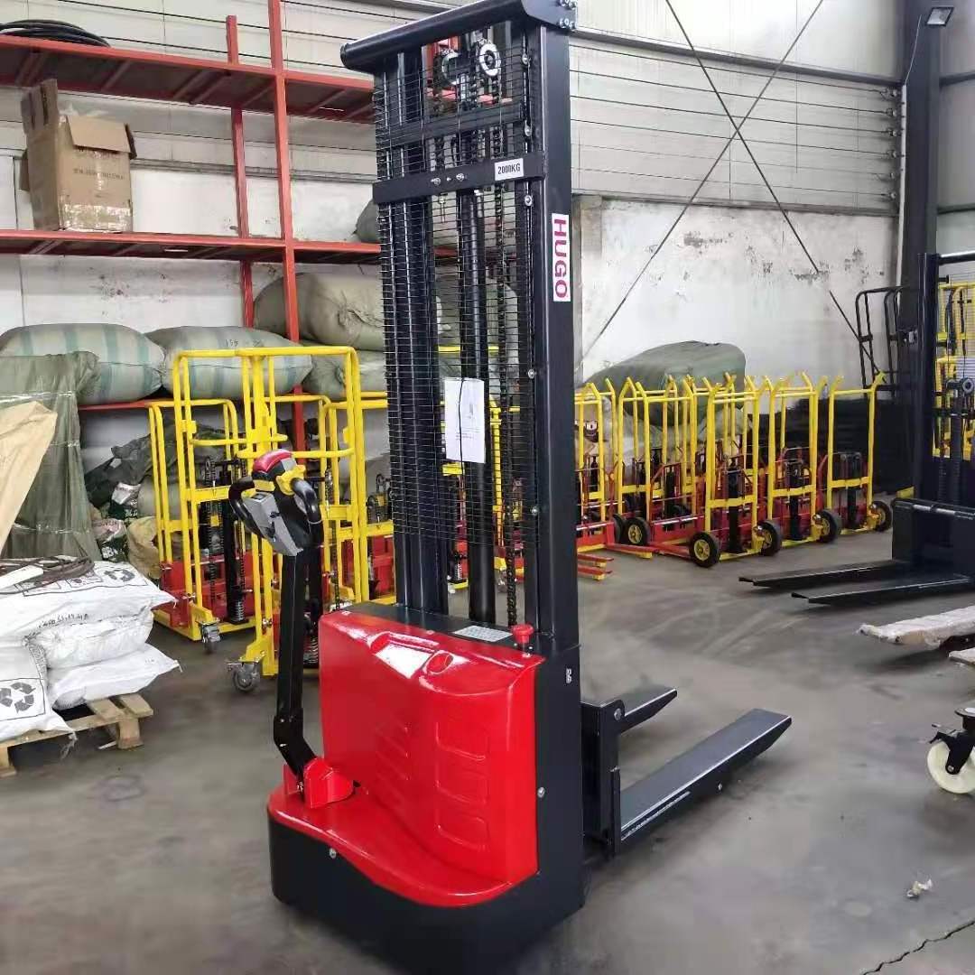 Low price Electric stacking truck forklift 3.5m 4 meters 4.5meter lifting height standing type