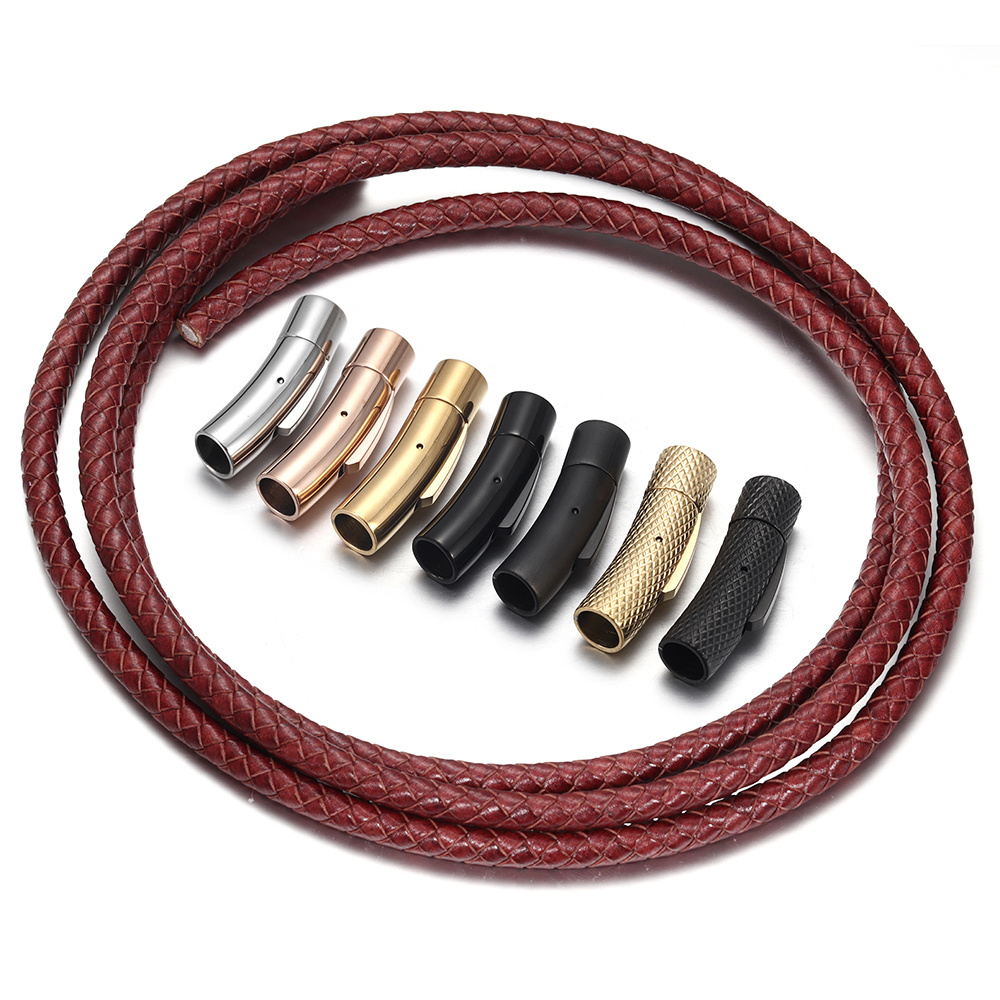 Stainless Steel Bayonet Clasp 2mm 3mm 4mm 5mm 6mm 7mm 8mm Hole PushLock Lace Buckle Leather Cord Locks Bracelet Jewelry