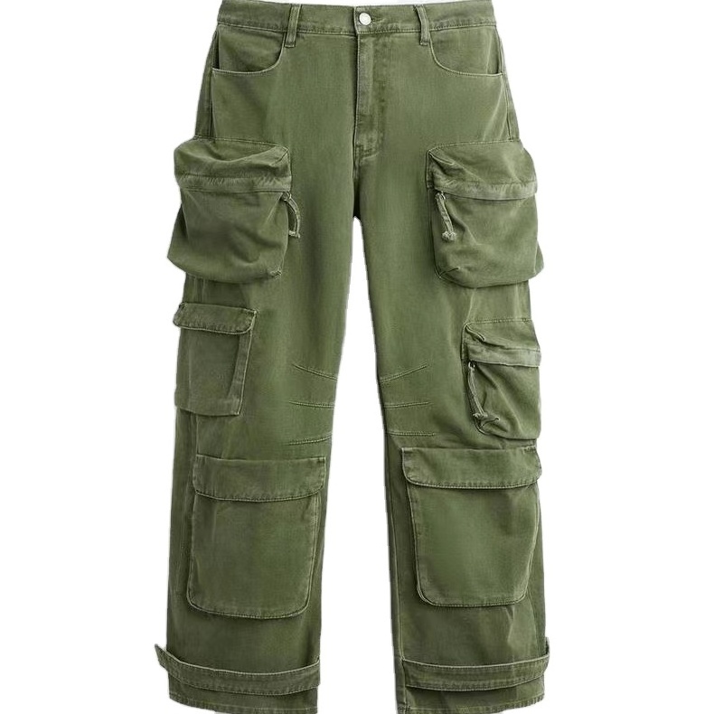 custom high quality cargo trousers blank plus size men casual pants multi pockets cotton side pocket pants for man