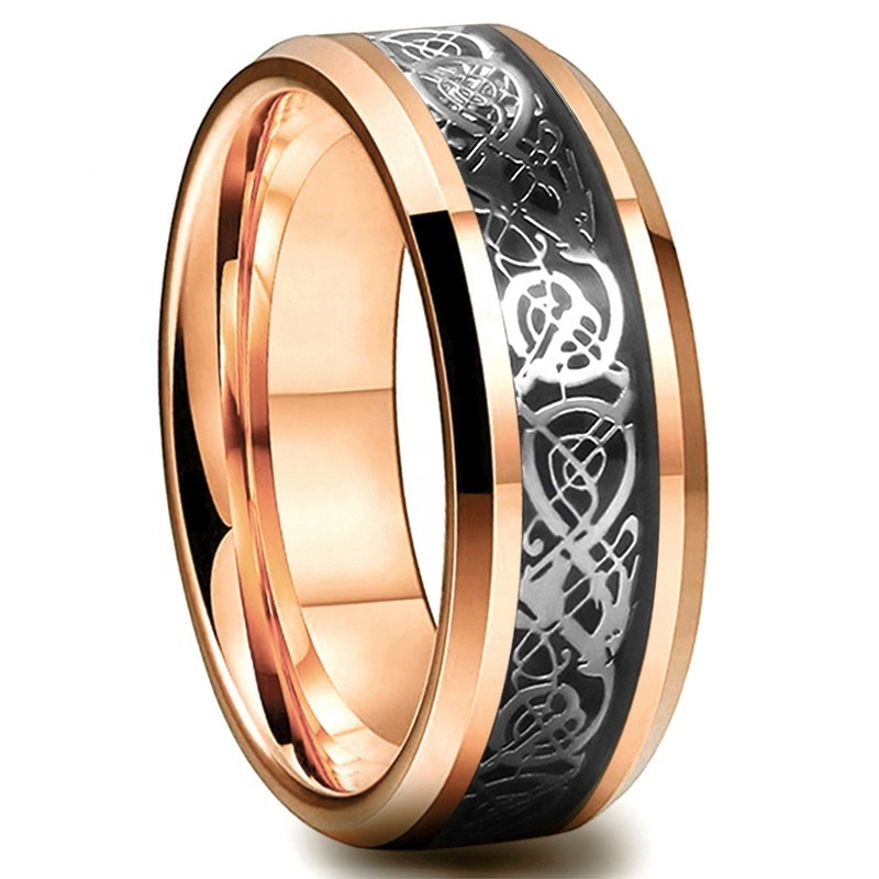 IP Black Plated Stainless Steel Or Tungsten Custom Enamel Ring For Male