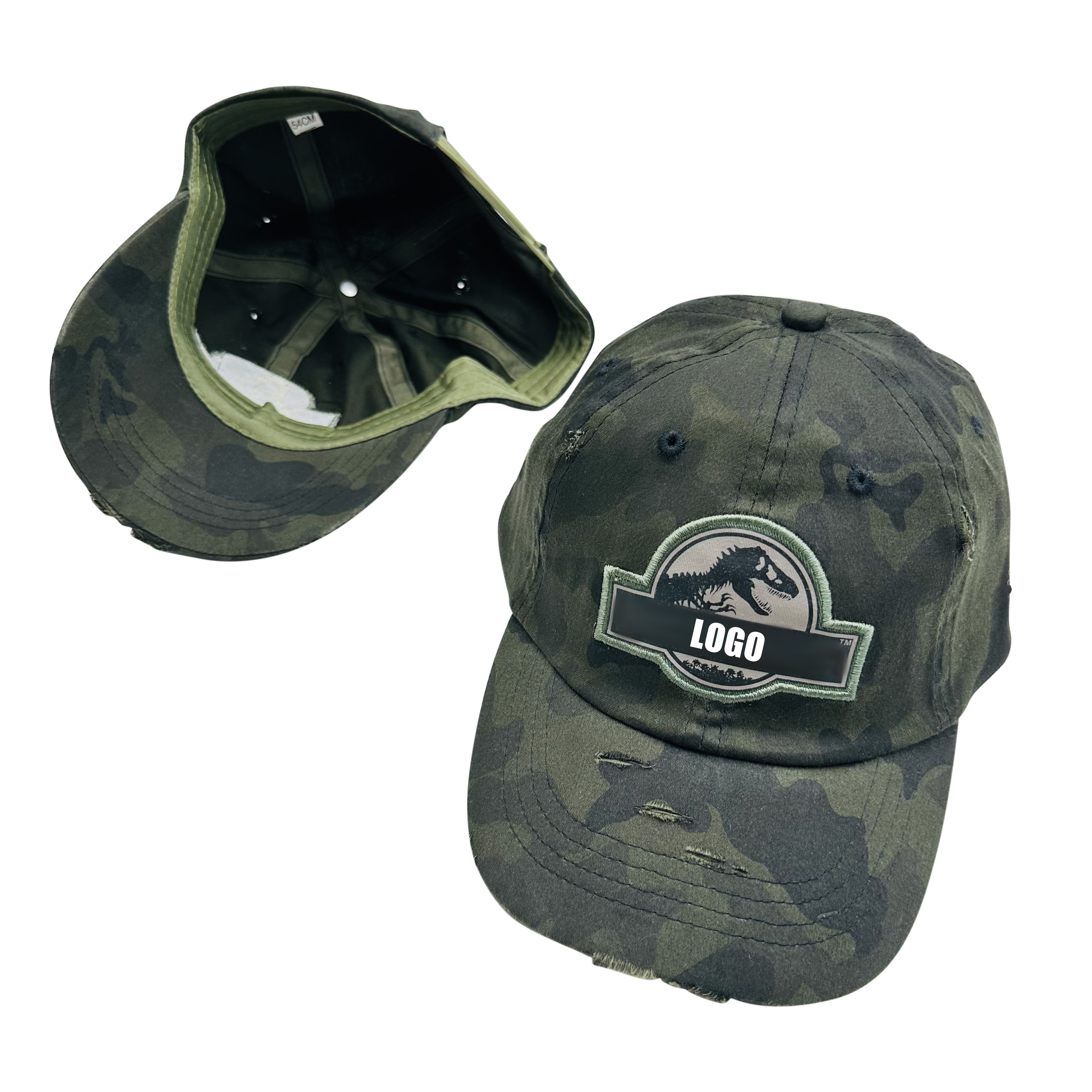 Custom Logo party 3D embroidery cotton camo cowboy party print Mesh Trucker Cap with rope front foam Trucker hat blank