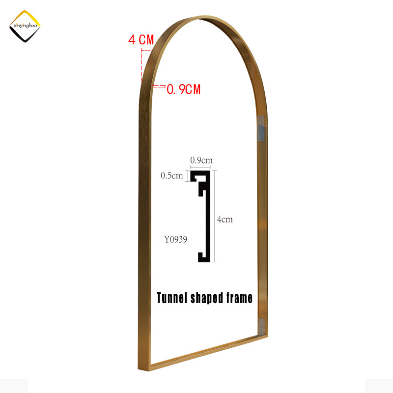 Factory Wholesale Custom Size Window Canvas Metal Aluminum Photo Picture Frame Arched Mirror Aluminium Frame