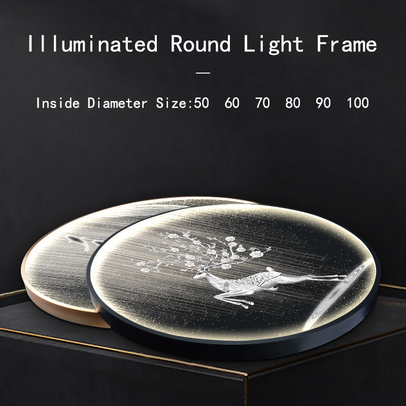 Aluminium alloy with lights smart mirror frame contour decorative line LED light box round square round corner border