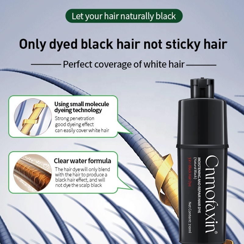 Wholesale manufacturer 3 in 1 herbal ginger no ppd ammonia free OEM permanent fast black dye hair color shampoo