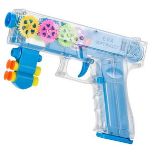 Transparent Gear Shooting Electric Guns Outdoors With Sounds Light Kids Soft Bullet Eight Sound Gun Toy