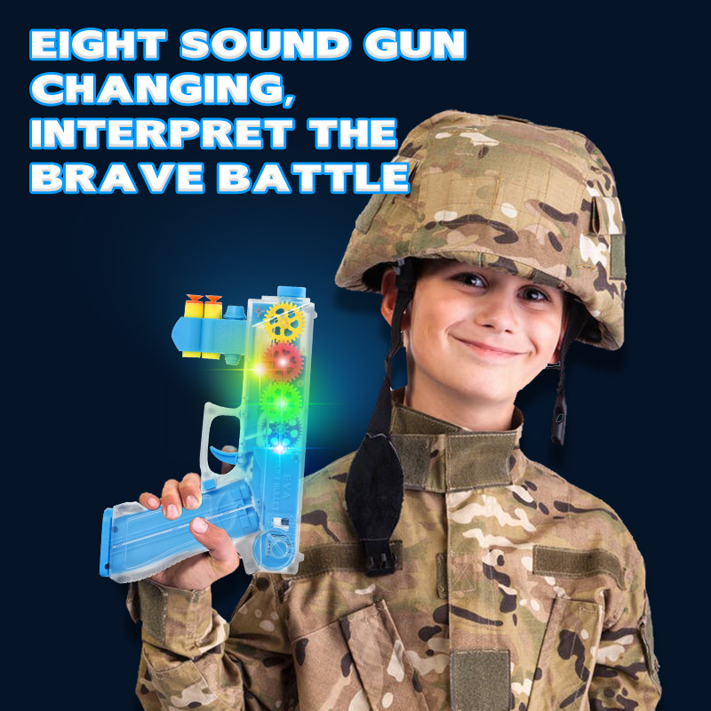 Transparent Gear Shooting Electric Guns Outdoors With Sounds Light Kids Soft Bullet Eight Sound Gun Toy