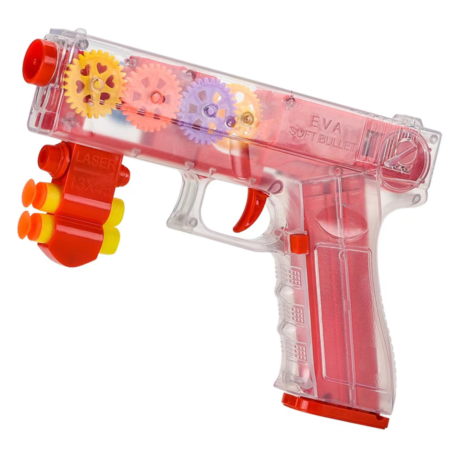 Transparent Gear Shooting Electric Guns Outdoors With Sounds Light Kids Soft Bullet Eight Sound Gun Toy