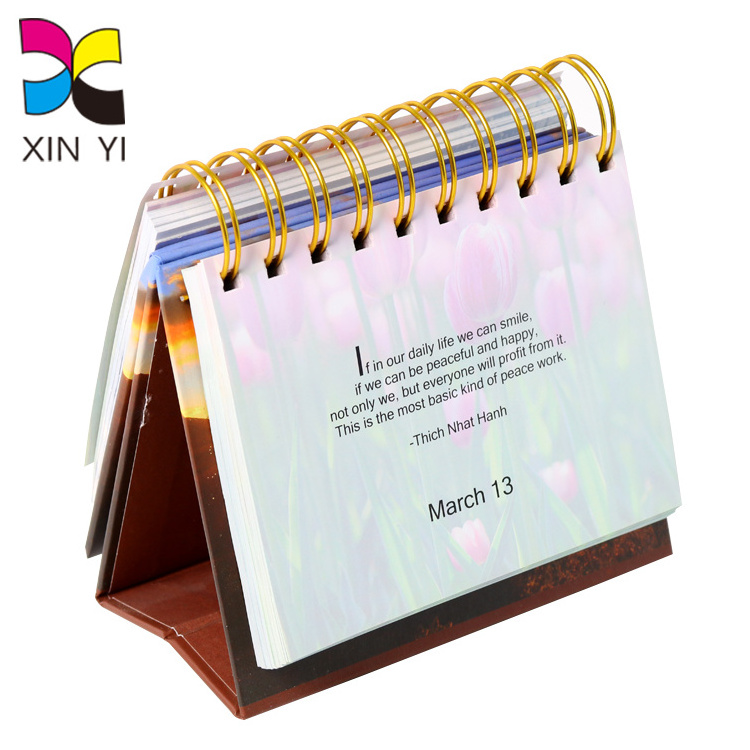 Custom Small Size 365 Day Daily Inspirational Quotes Spiral Binding Desk Tent Calendar