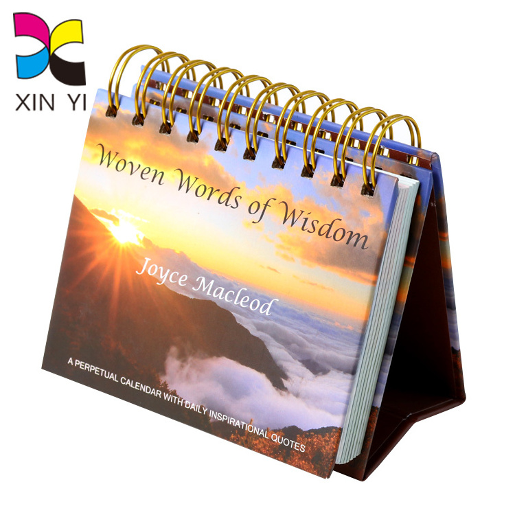 Custom Small Size 365 Day Daily Inspirational Quotes Spiral Binding Desk Tent Calendar