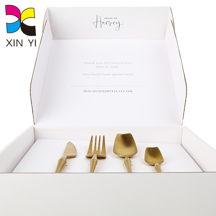 White Foil Logo Cutlery Plate Package Boxes Gift Box Printing Packaging