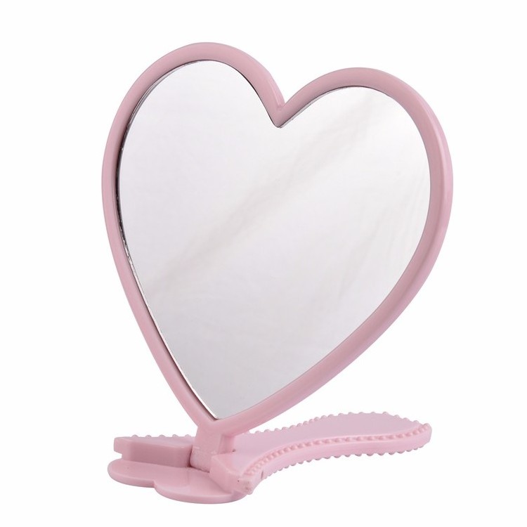 Goddess used Plastic One Side Heart Shape Hand Mirror Personalized Cosmetic Makeup Handheld Mirror